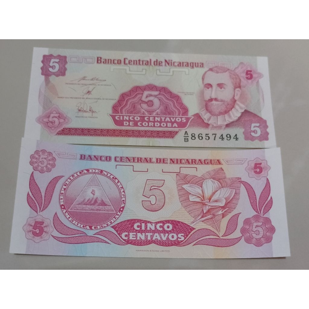 Uang Kuno Nicaragua UNC 5centavos untuk Mahar dan Koleksi