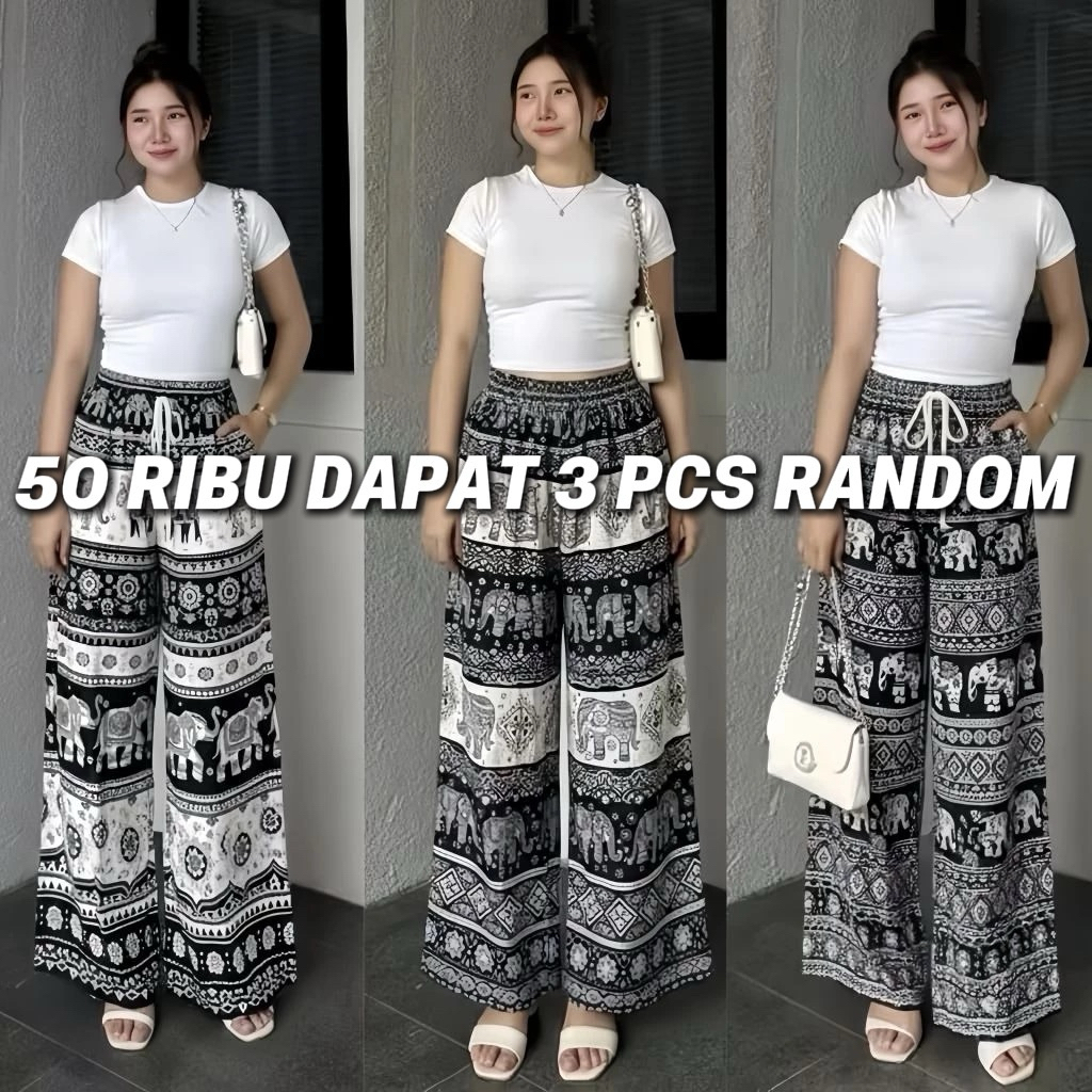 Promo Celana Tidur Batik Kulot Panjang Motif Gajah Thailand Bahan Rayon 50 Ribu Dapat 3 Pcs Random |