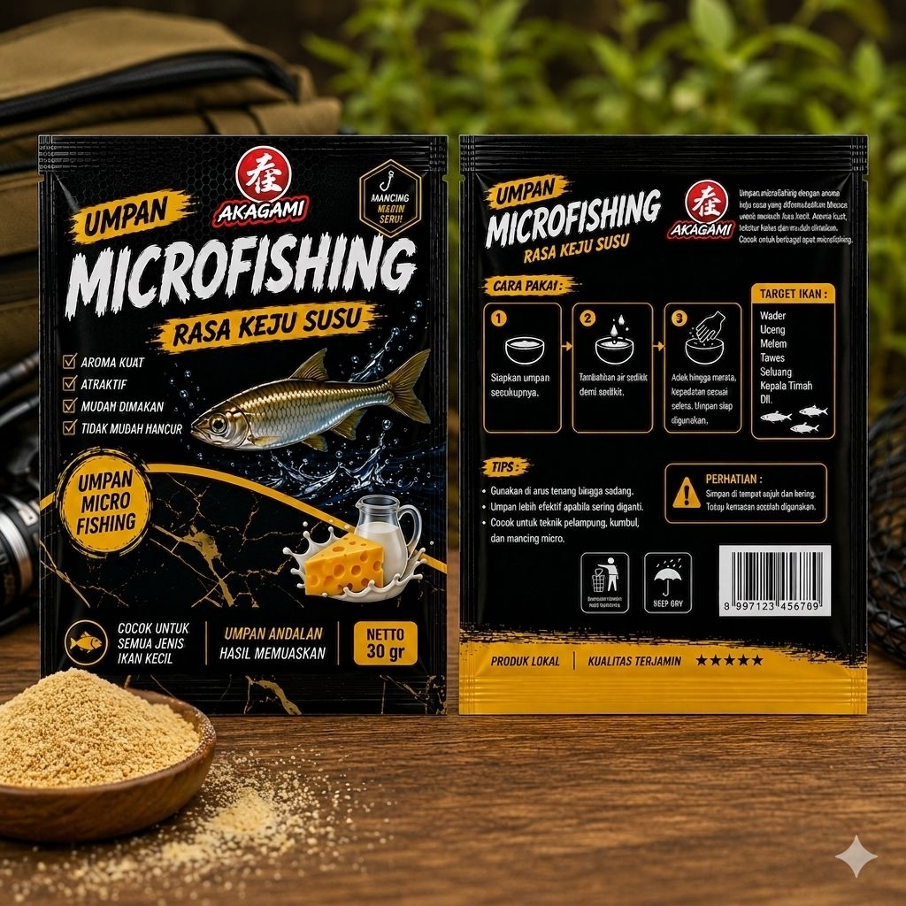 Umpan Microfishing AKAGAMI Rasa Keju Susu 30gr - Umpan Jitu Ikan Wader Uceng Melem Tawes