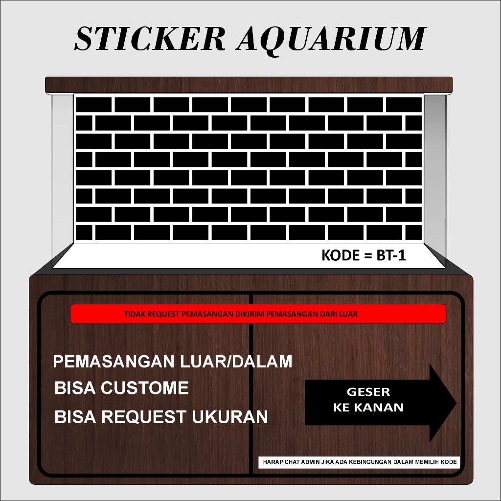 STIKER AQUARIUM BACKGROUND AQUARIUM  STIKER KACA AQUARIUM | TEMA BATU BATA