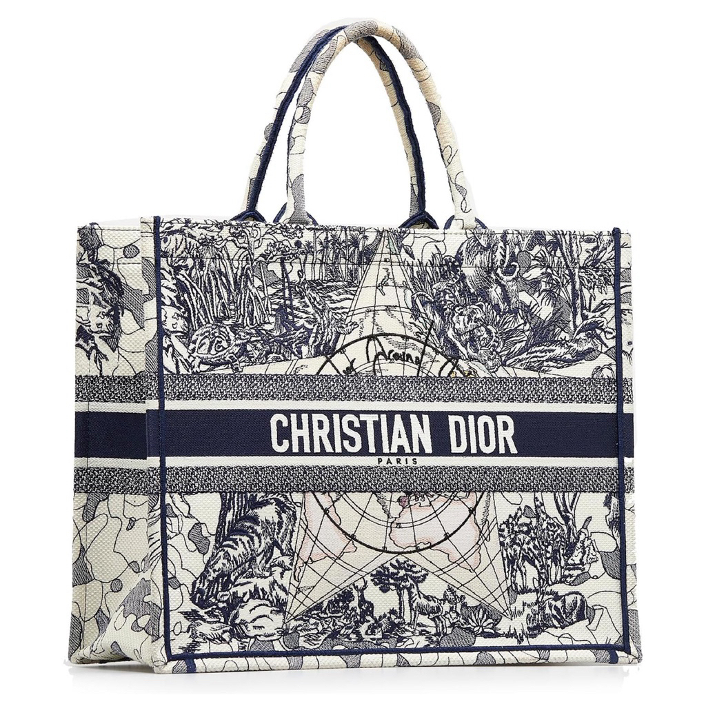 Dior White Large Around The World Book Tote LImited Edition/tote bag embroidery special price