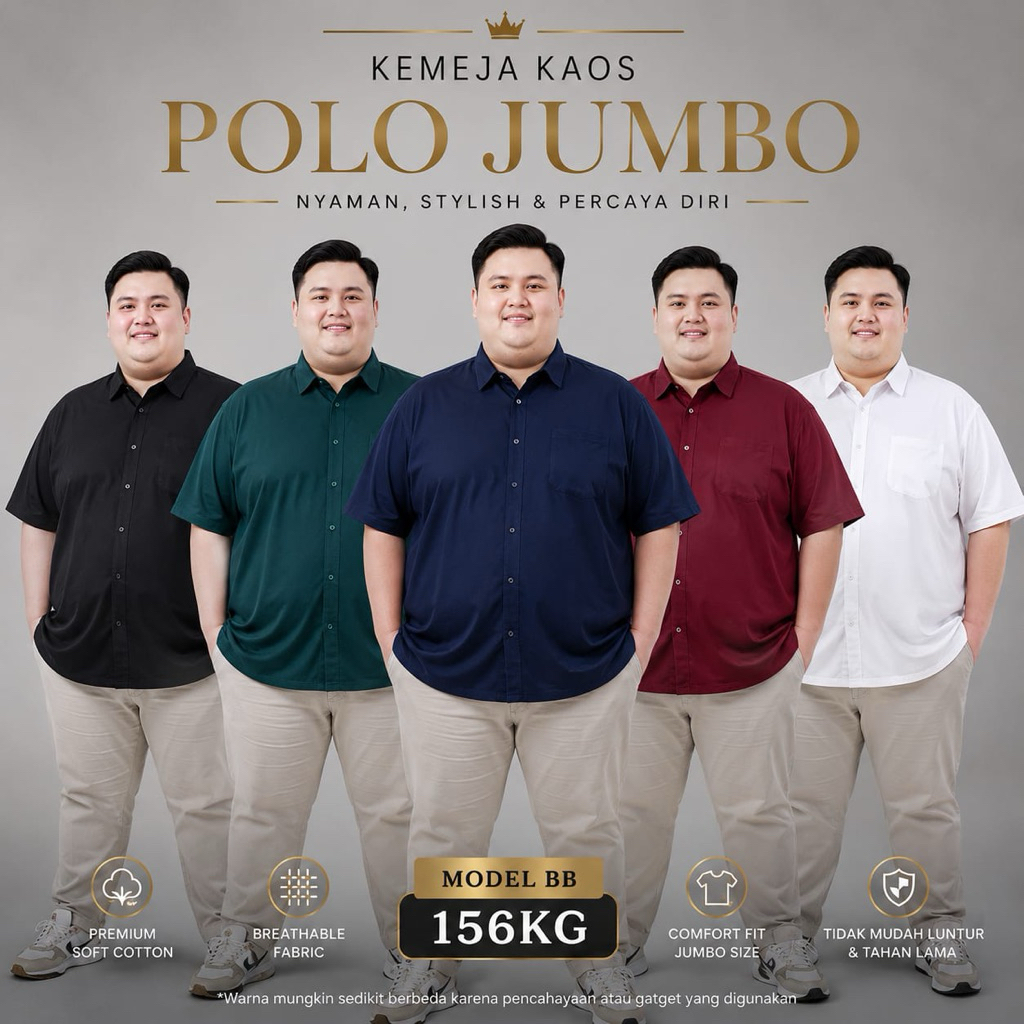Kemeja polo Pique Jumbo big size xxxl xxxxl Kemeja Pique jumbo LD 120 160 150 bahan premium casual