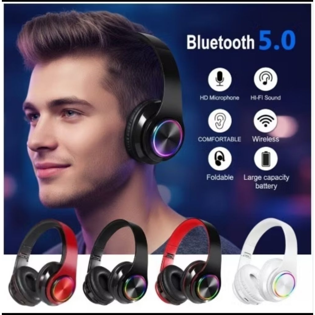 promo obral headset bluetooth wireless rgb / headset gaming bluetooth wireless / headset bando rgb s
