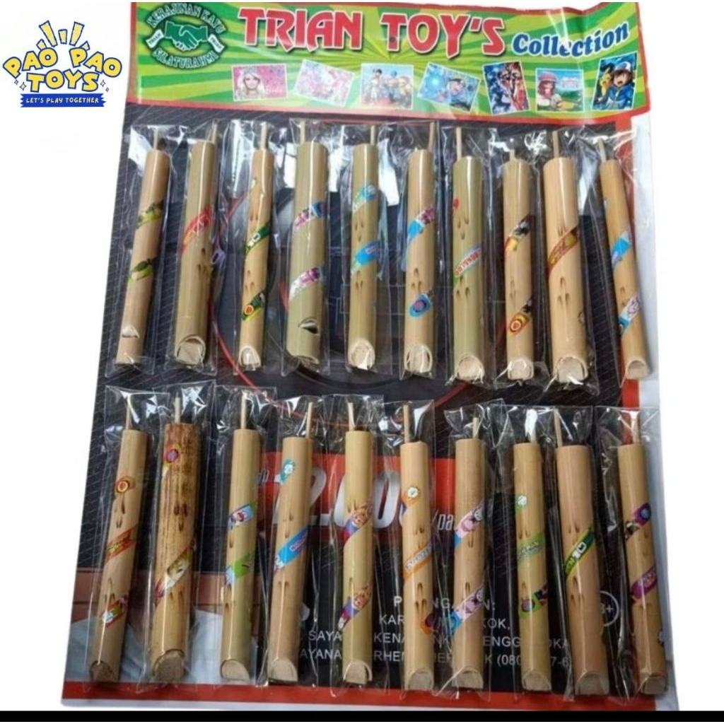20 Pcs Suling Bambu Suara Burung - Mainan Tradisional