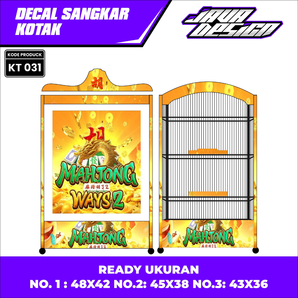 Stiker Sangkar Kotak Decal Sangkar Burung Model Terbaru Motif Mahjong Ways