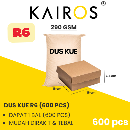 (1 Bal/ 600 pcs) EXCELINDO Kotak Dus Kue / Dus Makanan R6 Kraft Sealer (16 cm x 16 cm x 6,5 cm)
