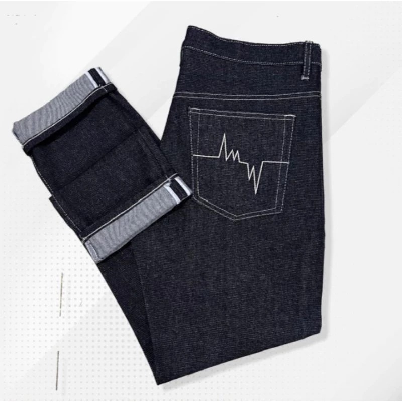 Celana jeans selvedge,Celana Denim Black Indigo,Regular