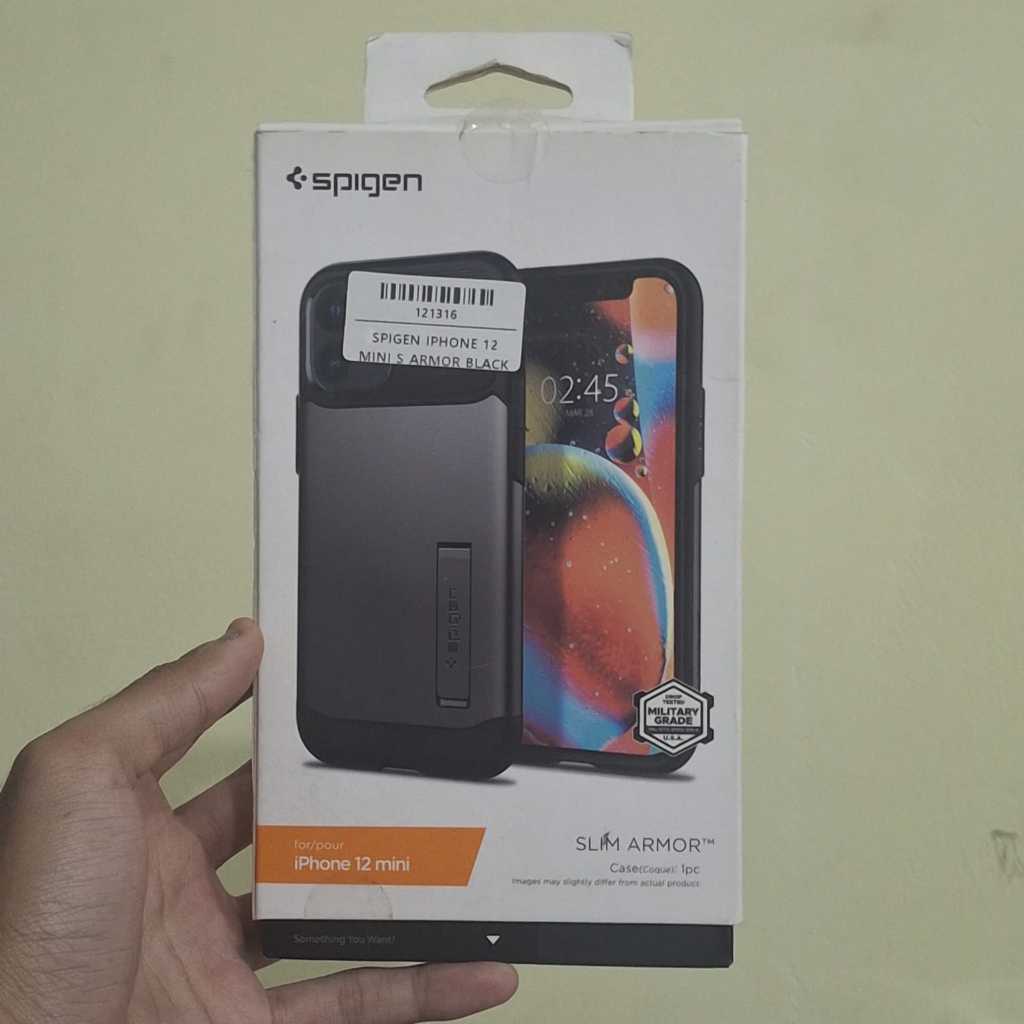 CASE SPIGEN SLIM ARMOR IPHONE 12 MINI BLACK ORIGINAL