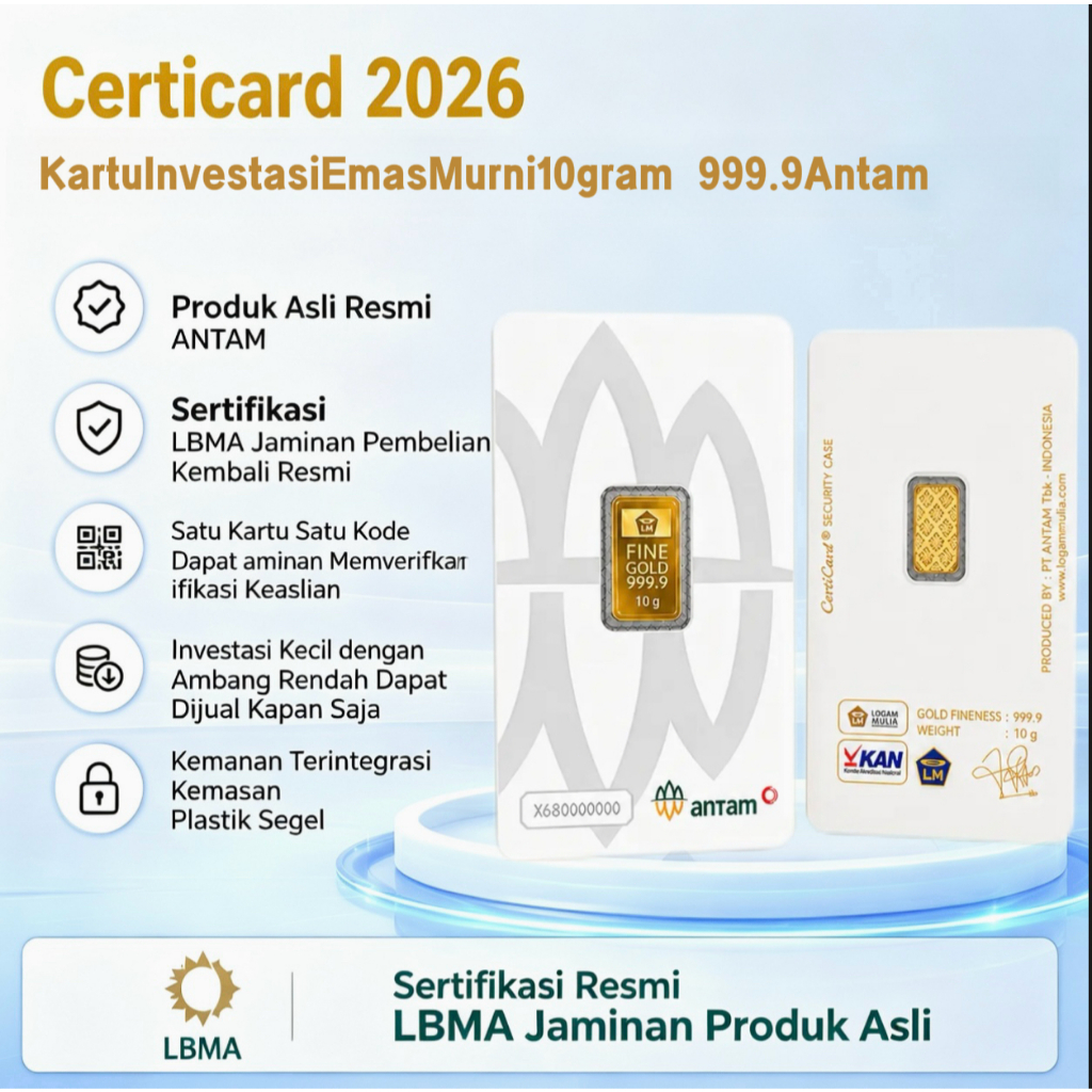 Antam Logam Mulia Emas Antam 10 Gram Emas Logam Mulia Antam10 Gram