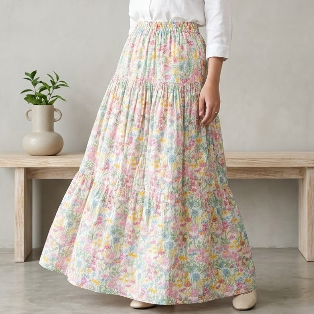 ROK MOTIF BUNGA/FLORAL SKIRT ROK BUNGA VIRAL/ROK PANJANG WANITA