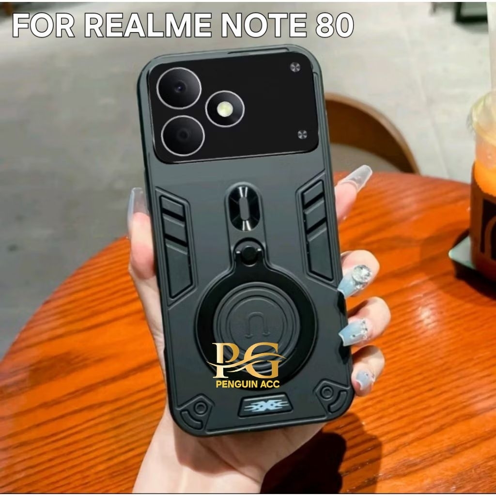 Casing REALME NOTE 80 Hard Case Robot Ring Standing Handphone
