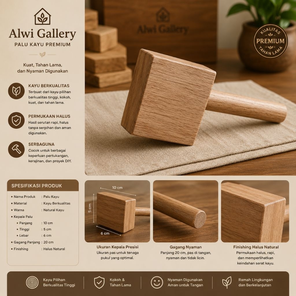 Palu kayu, palu ecoprint, pinata palu pahat