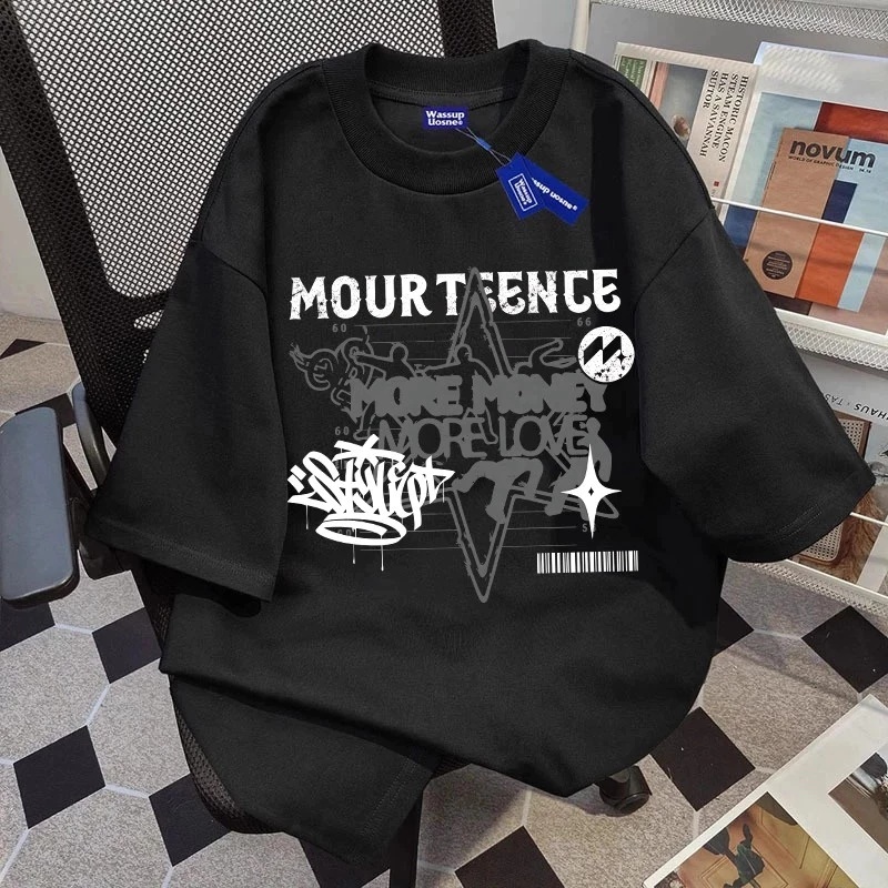 Pola Grafiti Streetwear Gaya Amerika T-shirt Atasan Baju Kaos Oversize Pria & Wanita Kece Distro Cou