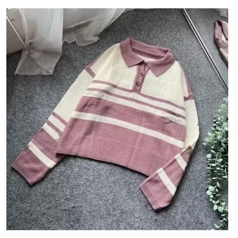 Rajutan stripes polo knit(prlvd)