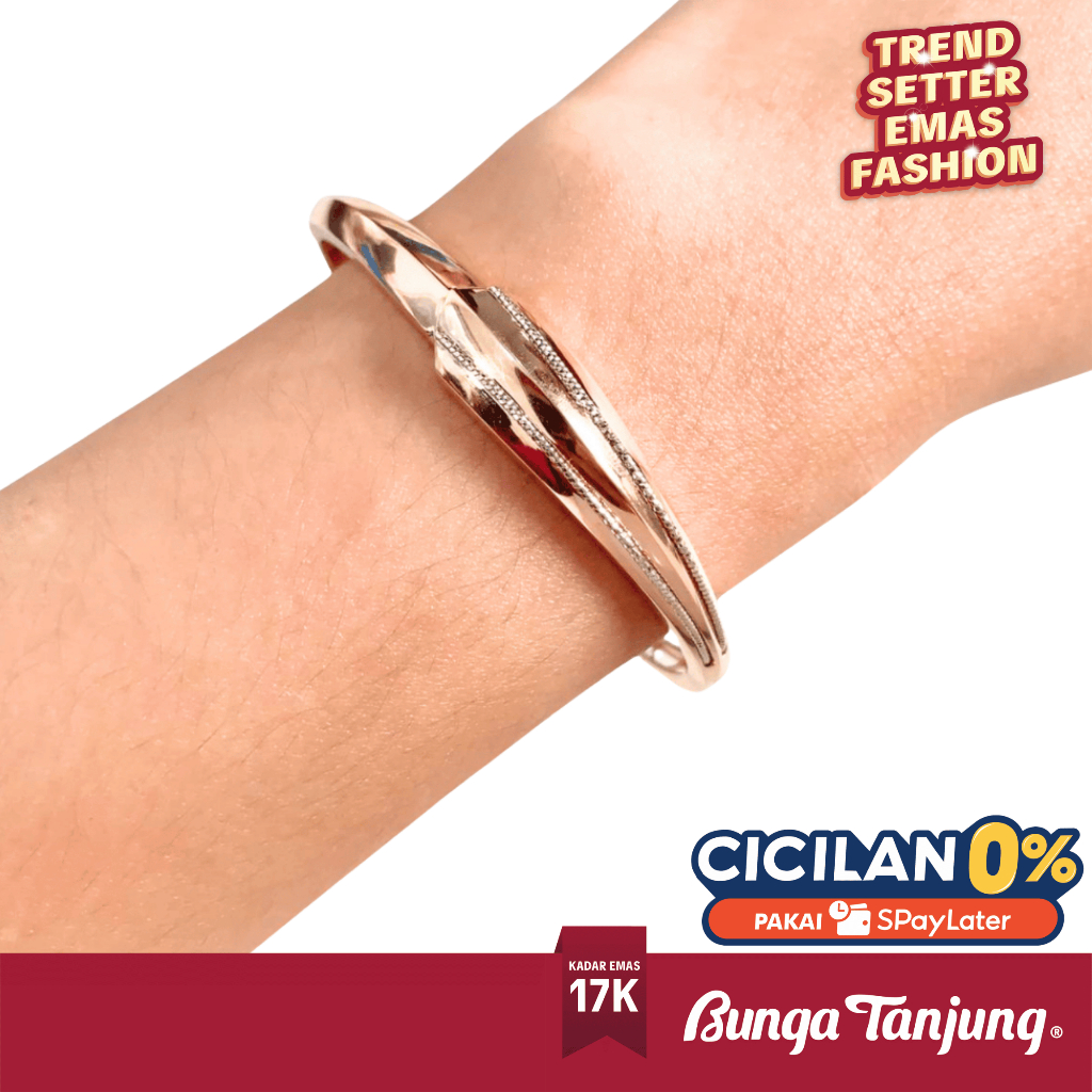 GELANG BANGLE CHUNKY CHIC FATHIRA - HALA GOLD  EMAS 18K - BUNGA TANJUNG GOLD