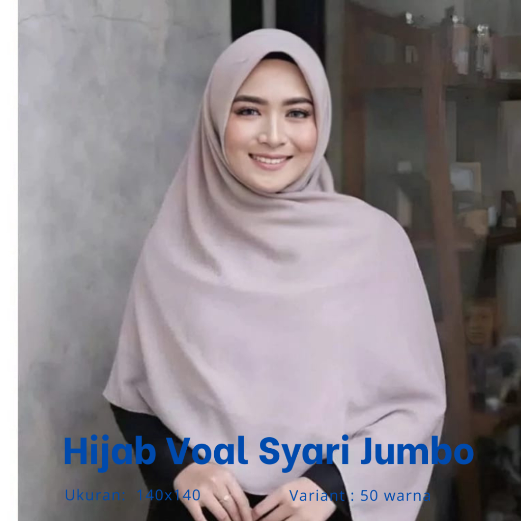 Hijab  Segiempat Voal Paris Kerudung jilbab Voal Paris Syari Jumbo 140x140