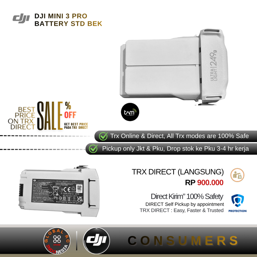 (Flat Like new) Dji Mini 3 Pro Mini 3 Battery Bekas Original 100% Asli