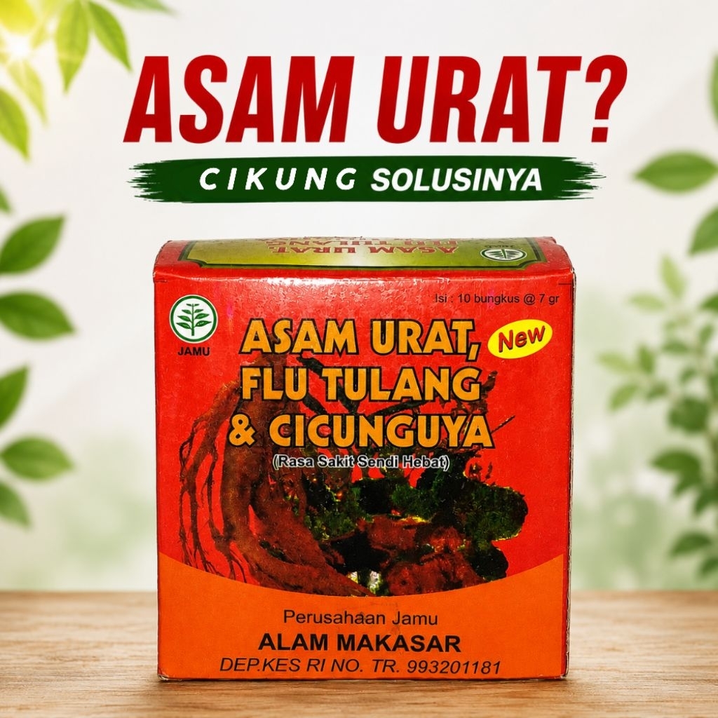 Cikung Alam Makasar Serbuk Herbal tradisional untuk Asam Urat Flu Tulang Original isi 10 sachet