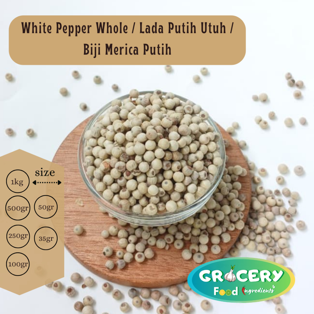 White Pepper Whole 1kg/ Lada Putih Utuh / Merica Utuh