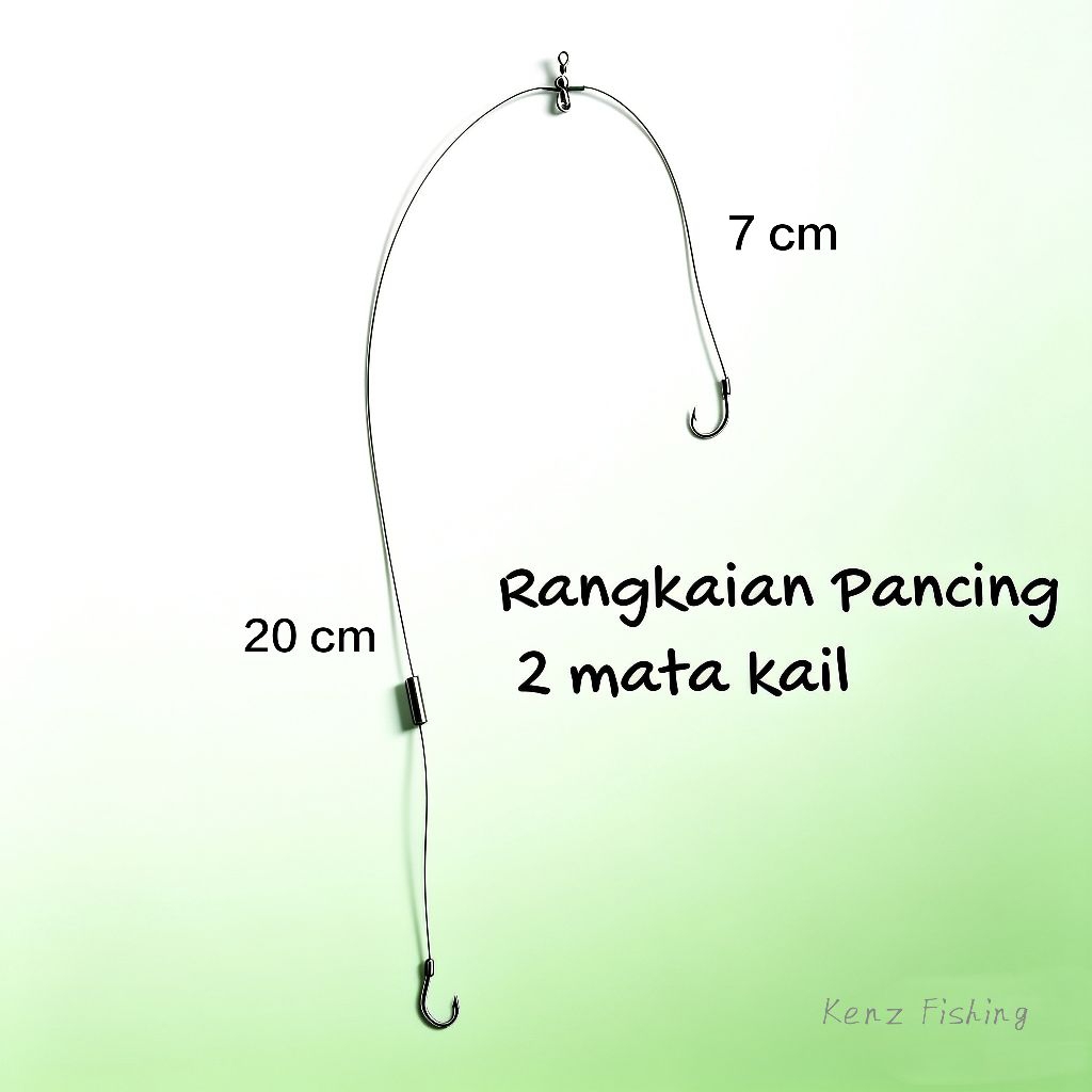 Rangkain Pancing 2 Mata Kail Dengan Pemberat Timah