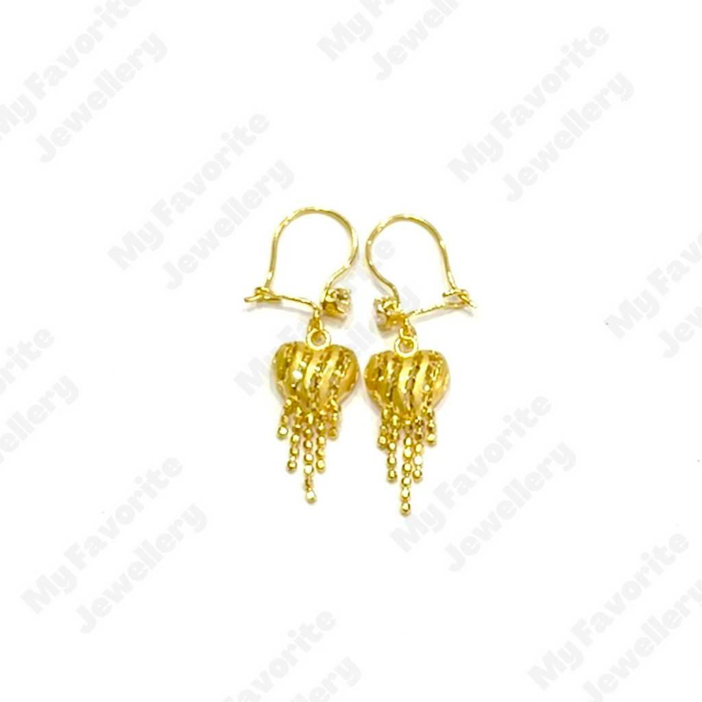Anting Gantung Model Hati Rumbai AD (Emas Asli Kadar 700)
