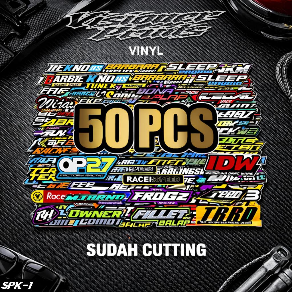 Isi 50 Lembar Sticker Racing Hologram Sticker Pack Sticker Sponsor Racing Sticker Motor Sticker Keci