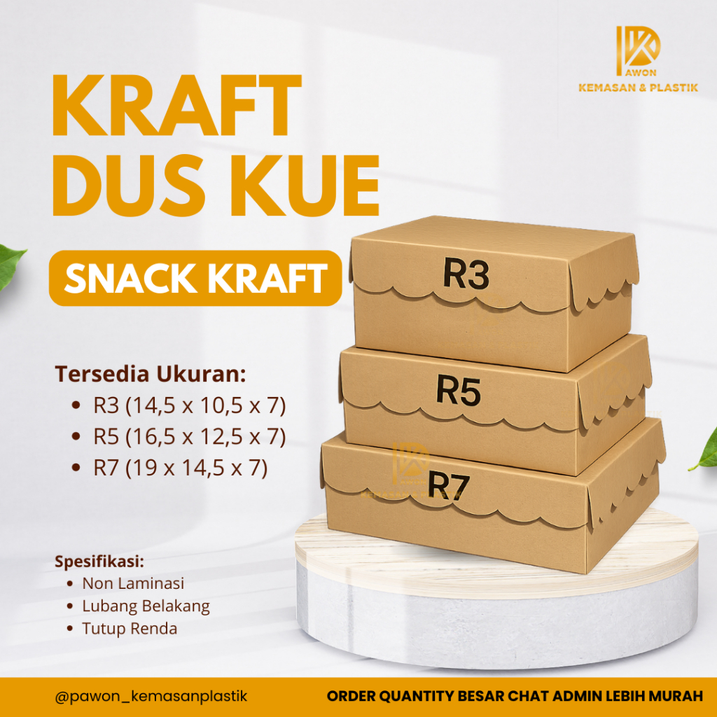 [ISI 100] KOTAK SNACK NON LAMINASI | DUS KRAFT R3 R5 R7