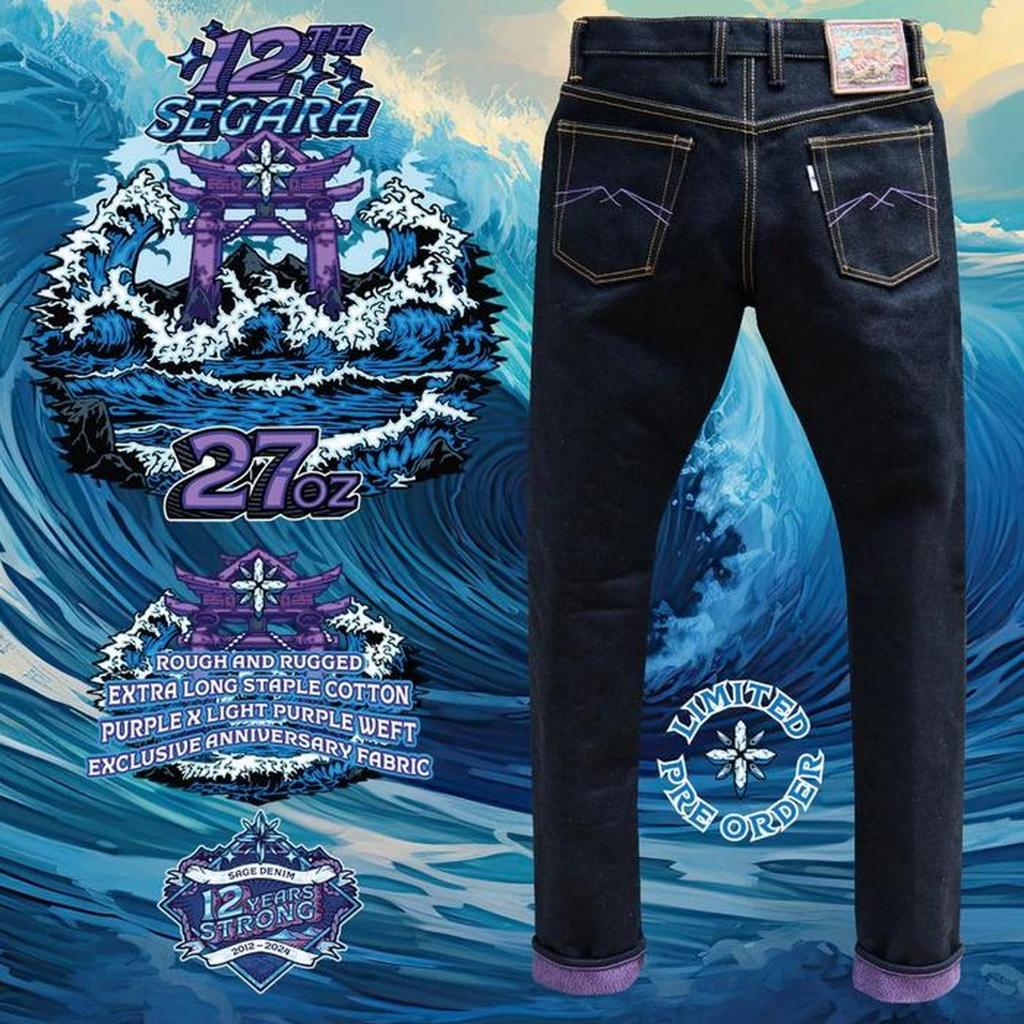Segara Celana Sage Denim Promo Terbaru SAGARA 27oz Jeans Slim Cut 27Rough and Rugged Extra Long Purp