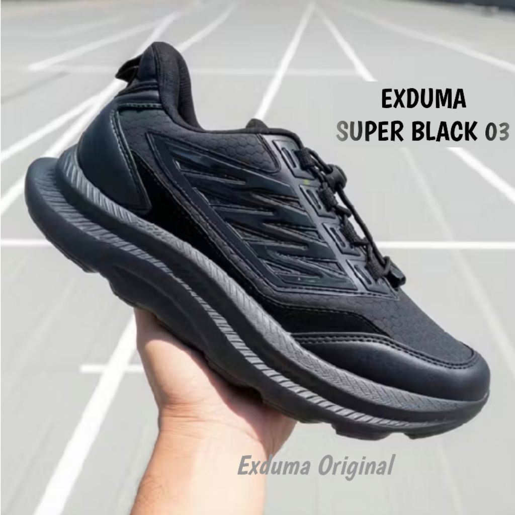 SEPATU RUNNING EXDUMA SUPER BLACK NEW 2025 ORIGINAL DAN EXDUMA SUPER BLACK 2024