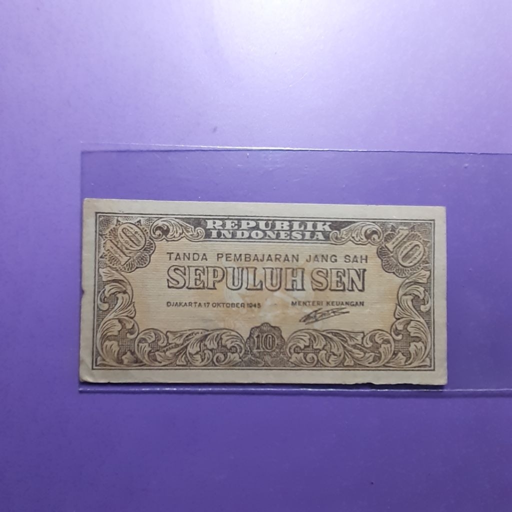 uang kuno 10 sen ori 1945