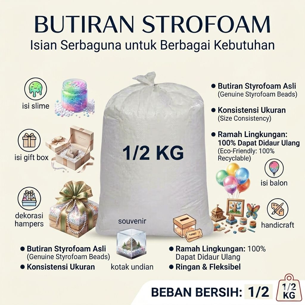 Sofakita 1kg butiran styrofoam Batam isi slime isi gift box dekorasi hampers souvenir kotak undian i