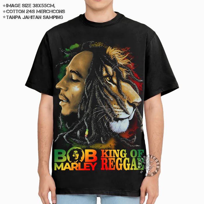 aos Band Bob Marley Baju Musik Rock Reggae Bootleg Unisex T shirt - King