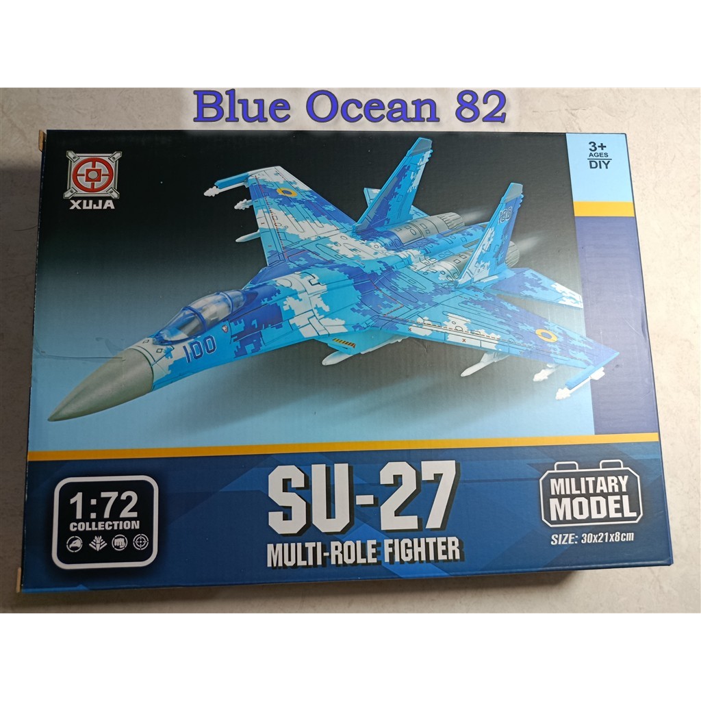 Russian Sukhoi SU-27 Flanker Multi-Role Fighter Aircraft + Stand Keren - Block Model DIY 1/72 - Main