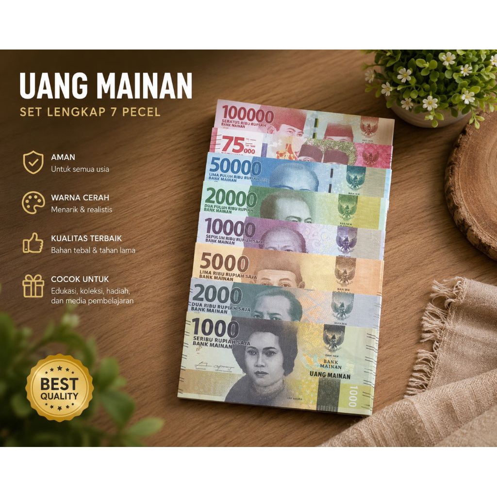 Uang Mainan Isi 50 Pcs/Uang Mainan Anak Isi 50 PCS/Uang Mainan Mirip Asli Isi 50 Pcs/Duit Duitan Isi