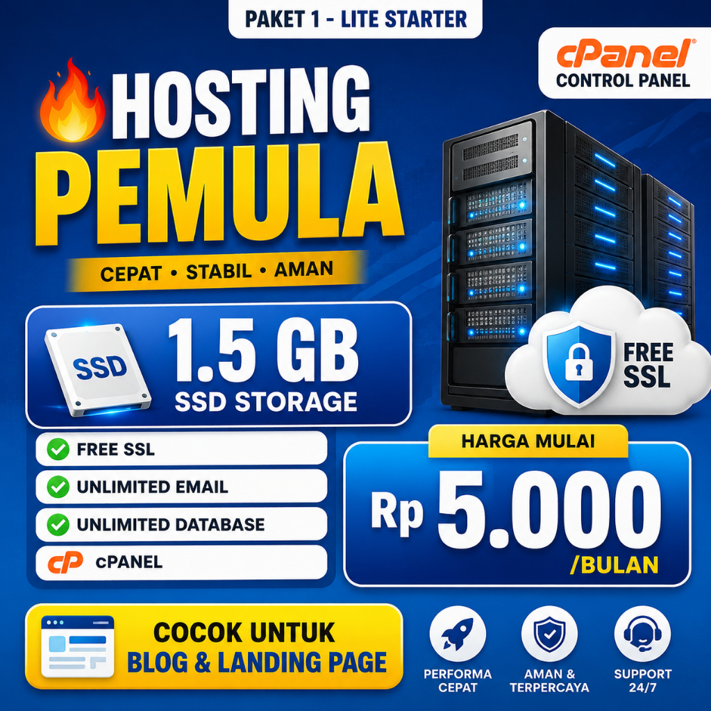 Hosting Murah cPanel SSD Bulanan | Web Hosting Indonesia | Free SSL | Hosting WordPress | Gratis Dom