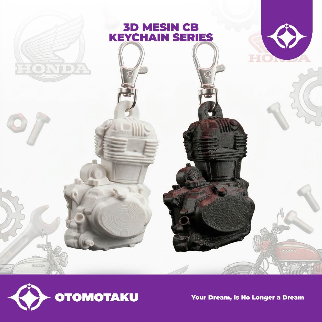 Gantungan Kunci Mesin Honda CB 3D Keychain Series Aksesoris Motor Klasik Souvenir Miniatur Otomotaku