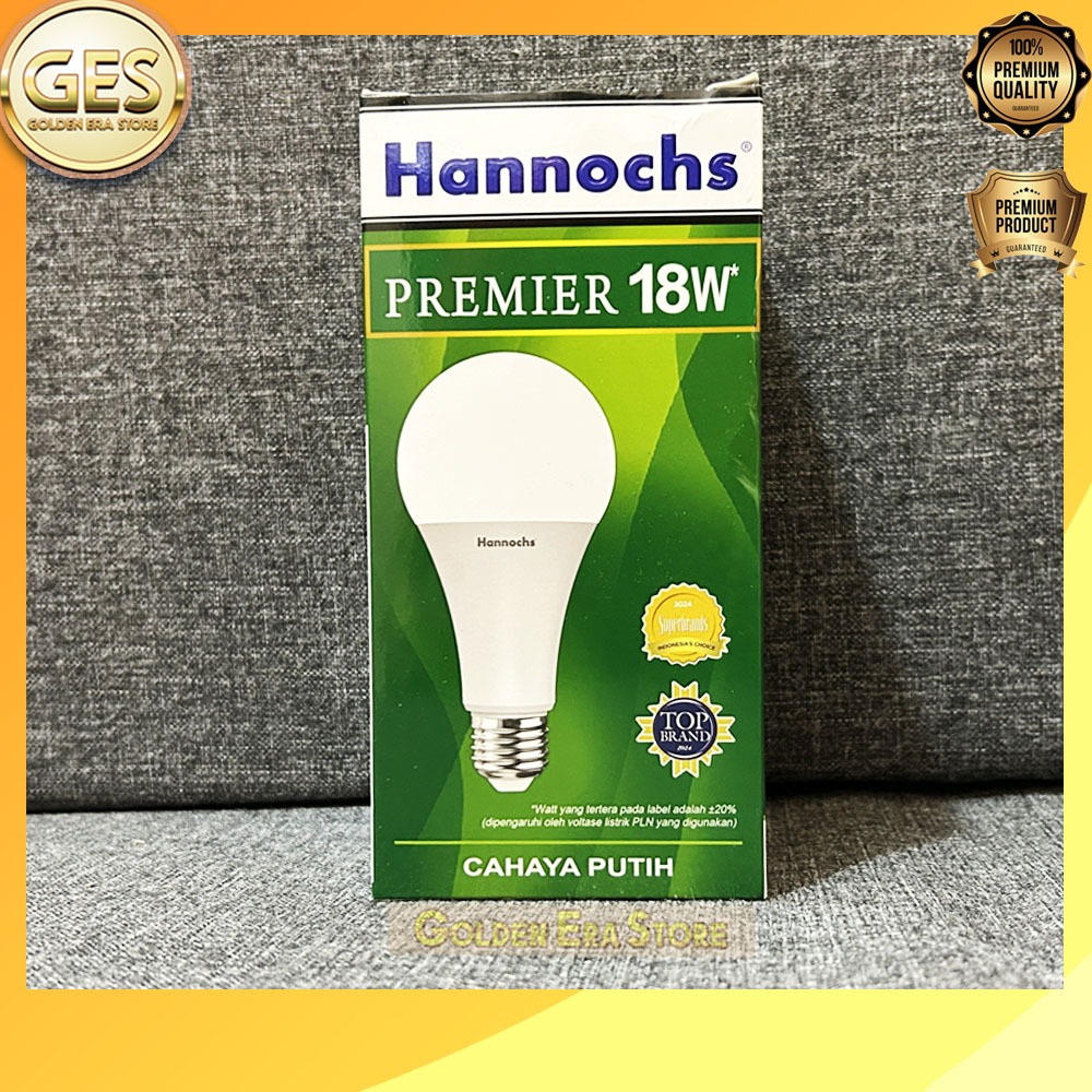 18 WATT Hannochs Lampu Led Premier cahaya Putih dan cahaya kuning / Lampu Bohlam LED Premier 18 watt