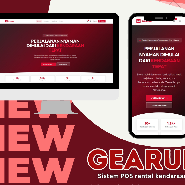 Source Code Web Aplikasi Rental Mobil & Motor Premium MERN Stack (React, Node JS) Siap Pakai + Dashb