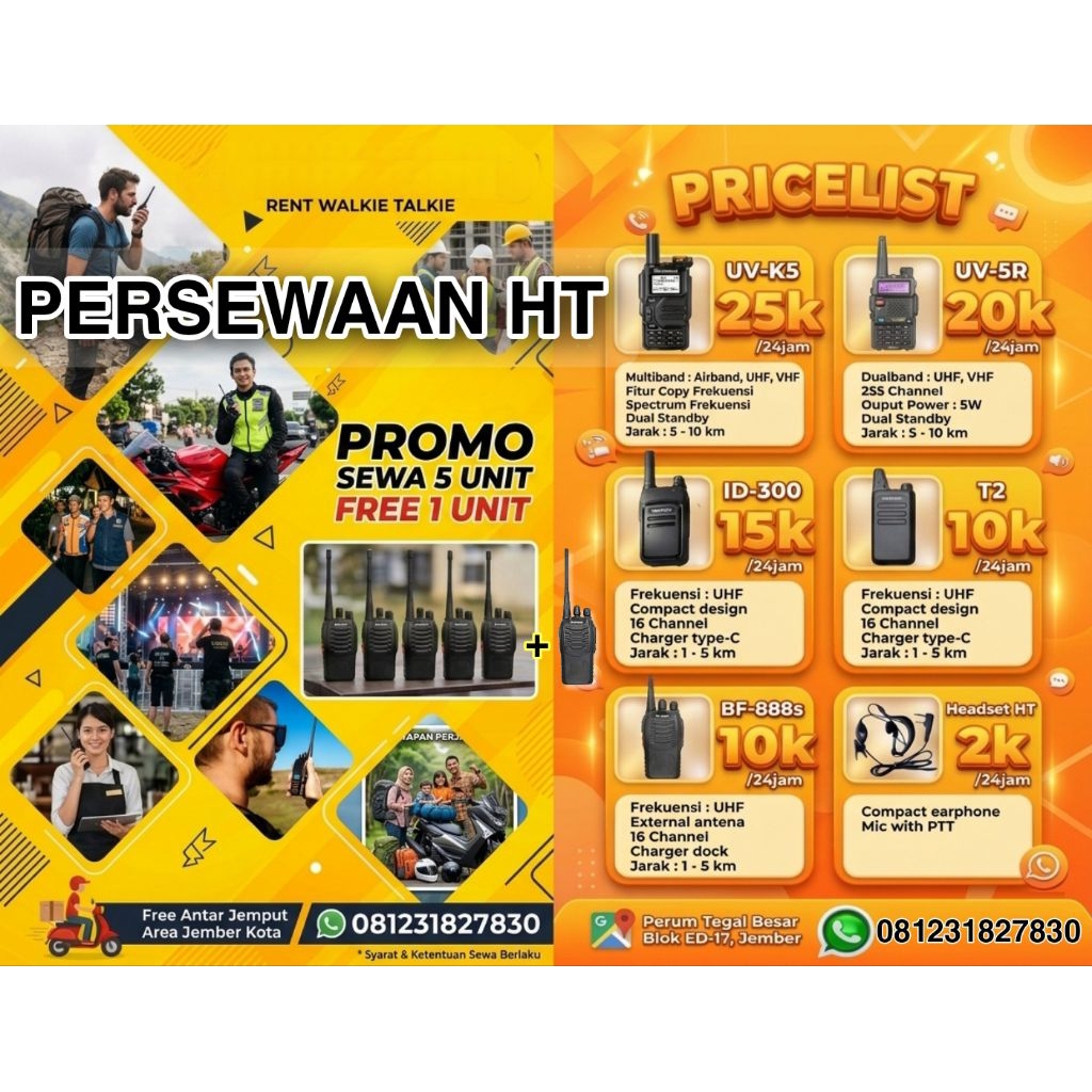 Persewaan HT Murah, Rental HT/Walkie Talkie Murah Jember