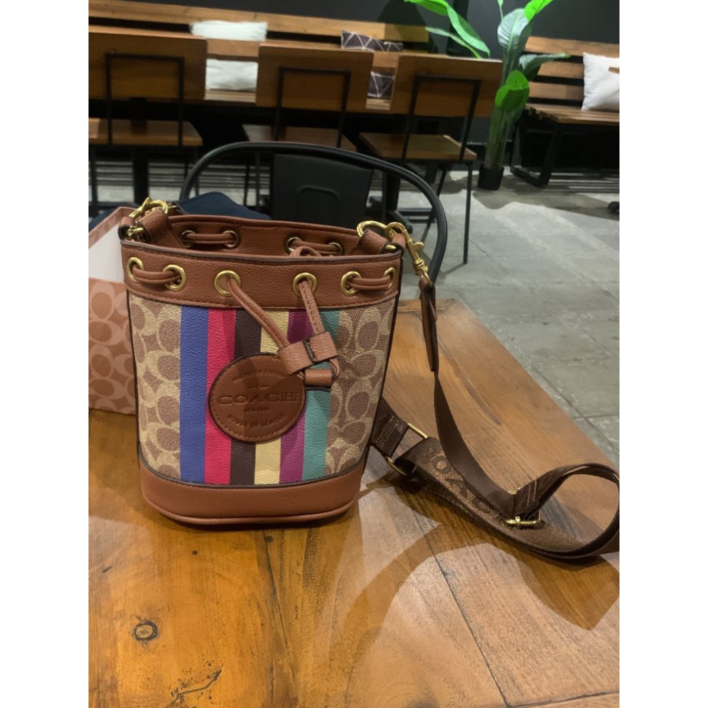 COACH Mini Dempsey Bucket Bag C8322 Signature Jacquard PRELOVED LIKE NEW
