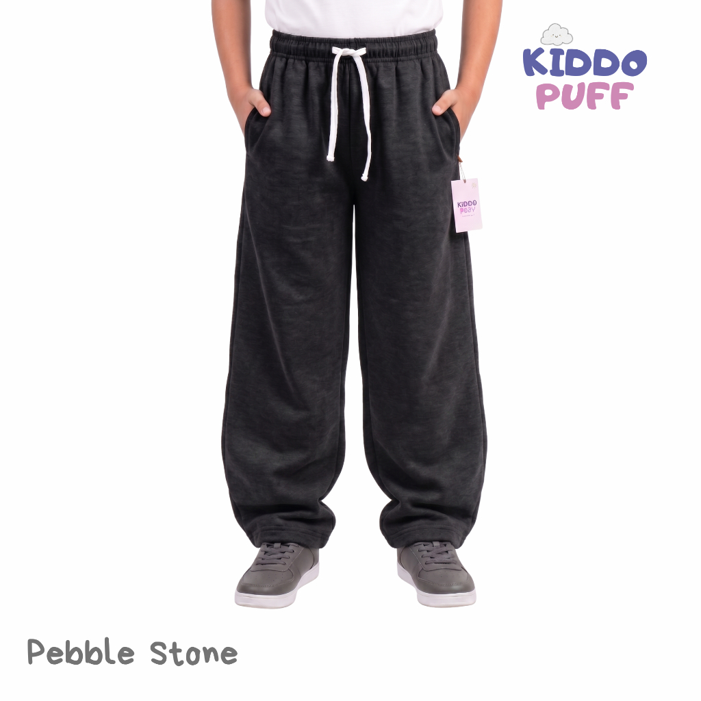 Celana Sweatpants Anak Premium - Pebble Stone (Abu Tua) KiddoPuff