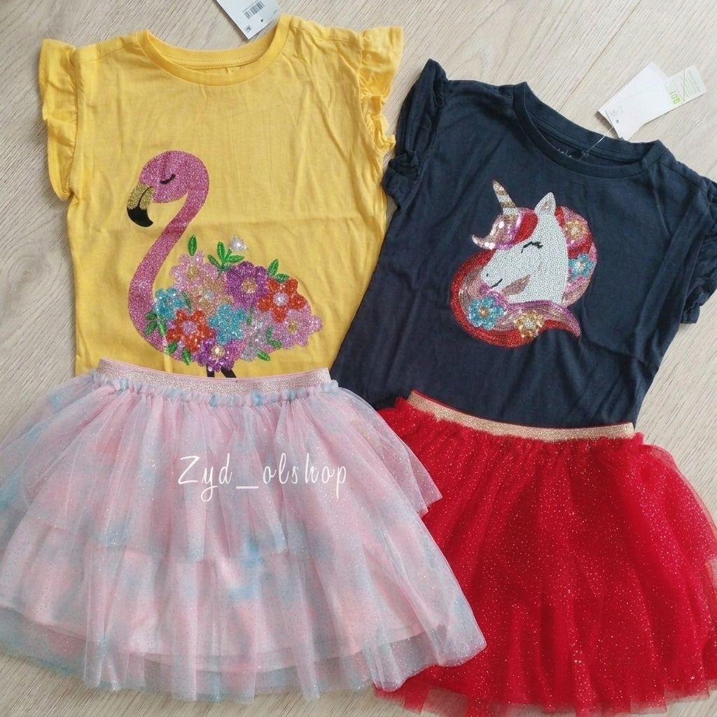Setelan Rok Tutu Gliter Anko Anak Perempuan | Setelan Rok Sequin Anko