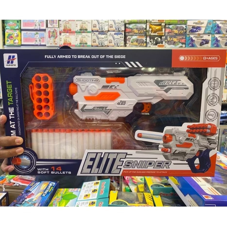 Mainan Anak Pistol Peluru Busa Empuk Elite Sniper
