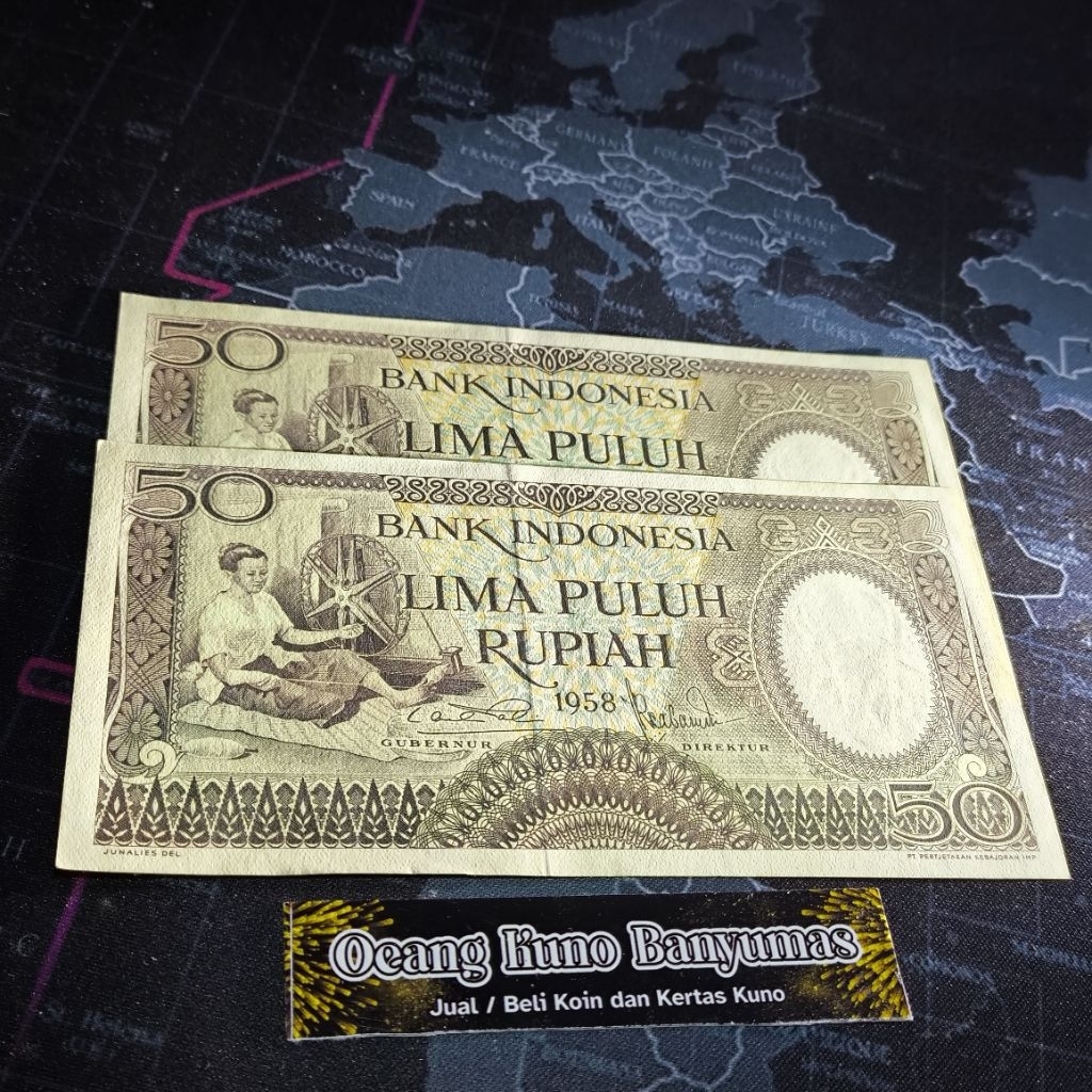 Koleksi 50 Rupiah Seri Pekerja Tahun 1958 Original
