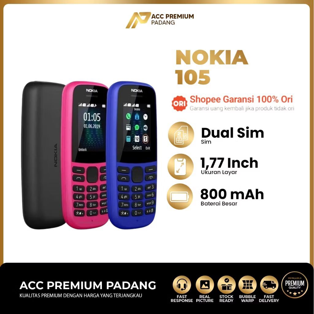 Nokia 105  - Dual SIM, Baterai Tahan Lama, Radio FM