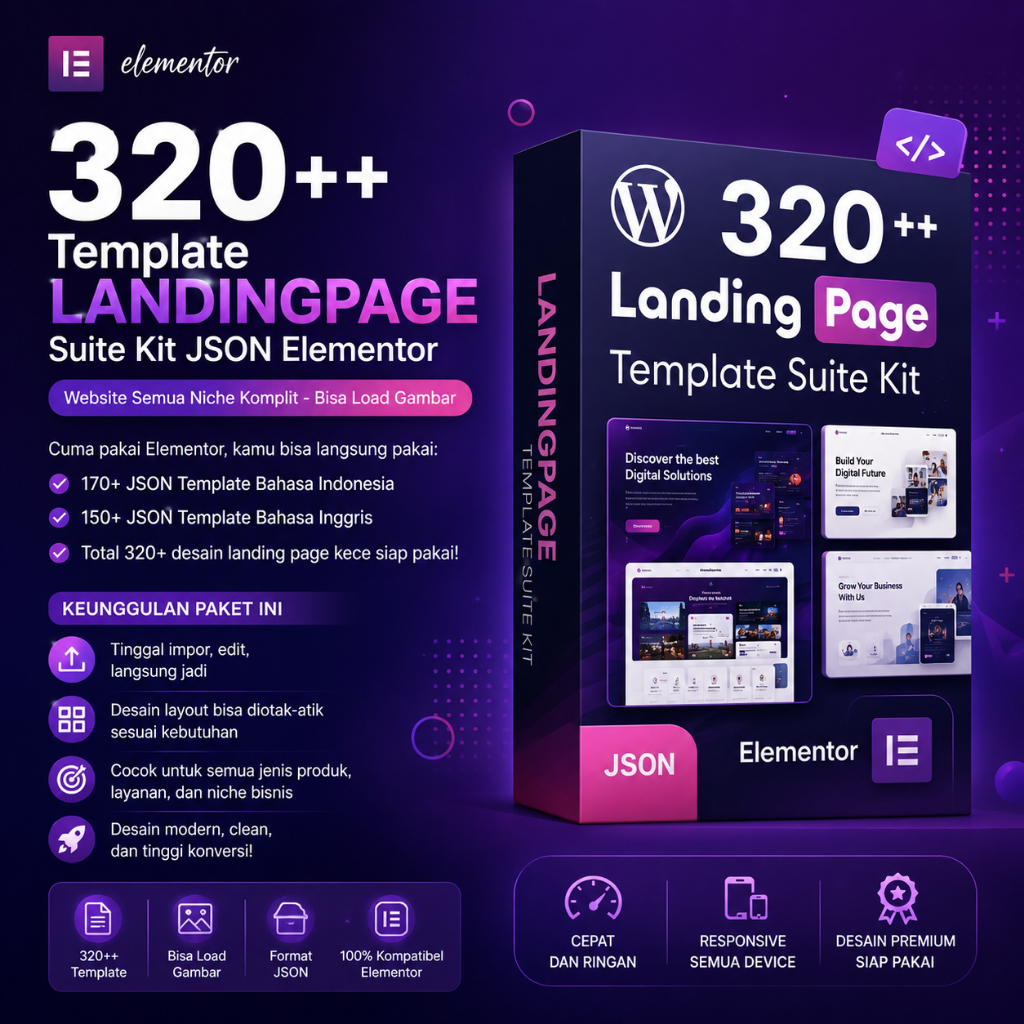 320++ Template LANDINGPAGE Suite Kit JSON Elementor - Website Semua Niche Komplit - Bisa Load Gambar