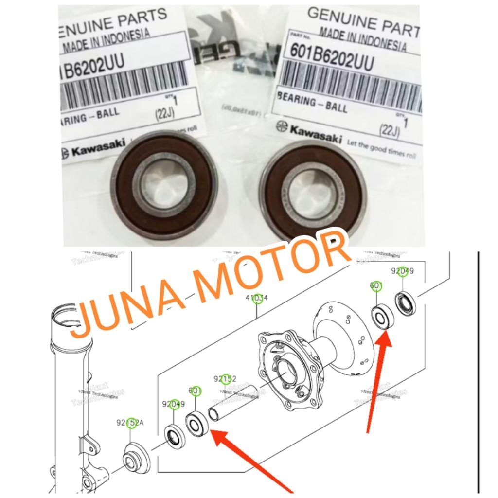 bearing laher roda velg depan KLX 230 KLX230 sepasang original