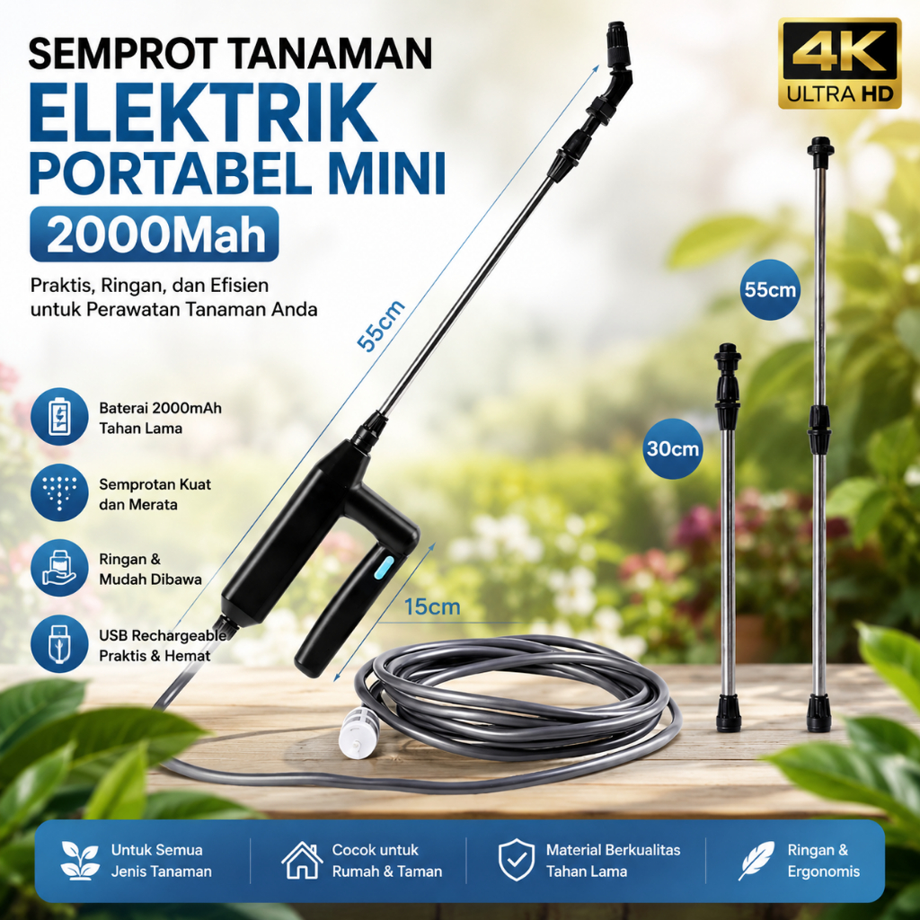 Semprot Tanaman Elektrik  Portabel Mini 2000Mah penyemprot Pupuk Cair Pestisida Tanpa Tangki