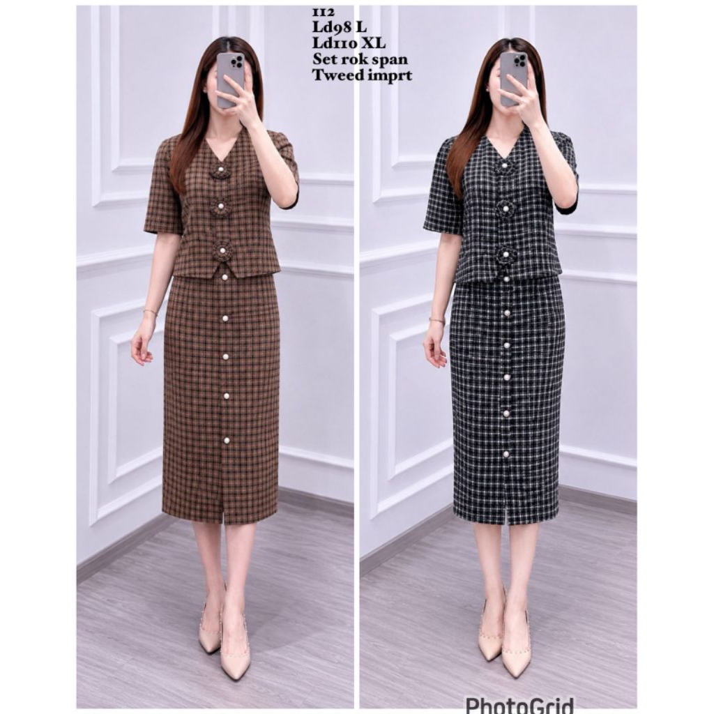 ELENA crop set blazer rok span panjang wanita