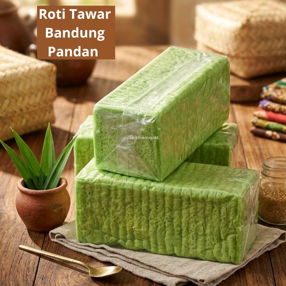 Roti Tawar Bakar Bandung Varian Pandan Asli - Lembut Isi Banyak
